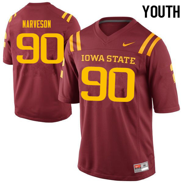 Youth #90 Brayden Narveson Iowa State Cyclones College Football Jerseys Sale-Cardinal